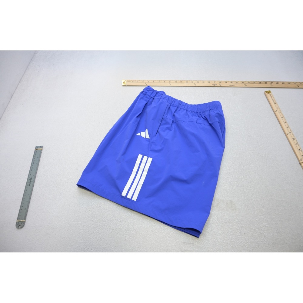 Adidas Athletic Track Shorts Mens 3XL Blue Drawstring Logo Pockets Excellent